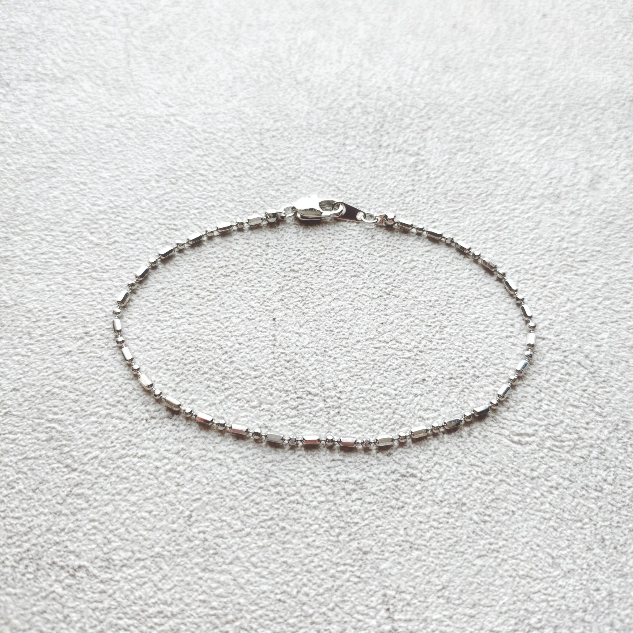 Cylinder Ball Chain Bracelet/Silver Color